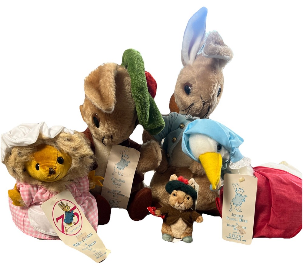 Beatrix Potter Easter Lot Eden Toys 70’s Peter Rabbit Benjamin Duck Tiggy Vtg
