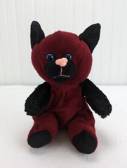 Puli Dark Red & Black Cat Plush 7″ Stuffed Animal Hard Pink Nose Blue Eyes