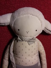 18″ Alimrose Anthropologie WHITE GRAY LAMB Stuffed PLUSH doll