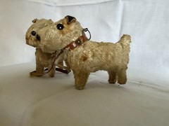 Vintage Twin Dogs Mohair Button Eyes Leather Ears