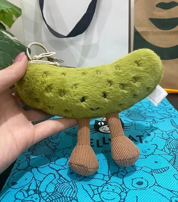 Jellycat Amuseables Pickle Plush Bag Charm Keychain Green NWT Dust Bag