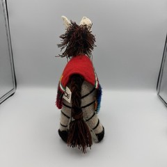 Handmade Zebra “Twoolies” Animal Toy Stuffed Wool 8″ x 8″ White Black Beige