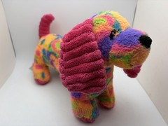 Toys R Us Dachshund Puppy Dog Plush 12” Stuffed Animal Neon Groovy Retro Pink
