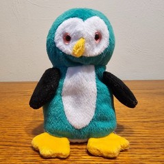 Imperial Toy Co Penguin Owl Beanbag Plush Toy Green White Pink Plastic Eyes VTG