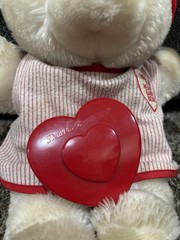 House of Lloyd Heart to Heart Teddy Bear Plush Stuffed Animal Red Stripe Gown