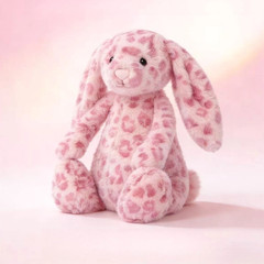 Jellycat NWT Hopscone Luxe Bunny Plush Toy Pink Leopard Print Bashful Bunny Doll