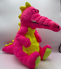 Stuffins Lumpys Gang Neon Pink Dinosaur Alligator Nylon Plush Toy 1990s