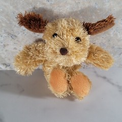 KELLYTOY BEANPALS GOLDEN BROWN PUPPY DOG PLUSH ANIMAL PLASTIC EYES