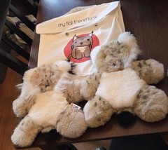 Rare Flat Friends Set of Iberian Lynx 100% Australian Lambskin Natural Plush