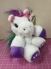 PLUSHIBLE Poppy White Unicorn Plush Rainbow Mane & Tail Purple Hooves 10″