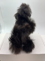 Vintage Purple Poodle Dog Figurine Black Real Fur 4” Collectible Gift- Japan