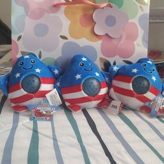 Magic Seasons Squeezable Patriotic Star Plush Ball Blue Red White Ages 8+