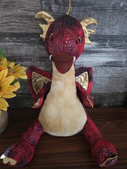 Hug Me Large Stuffed Gold and Red Dragon 18″ Roaring and Eyes light up Works!