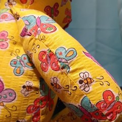 Handmade With Love Quilted Teddy Bear Plush Yellow Butterfly Stuffed Animal