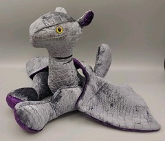 Whimsical Whiskers Plush Dragon Silver Purple 11” Jointed Handmade USA Rare