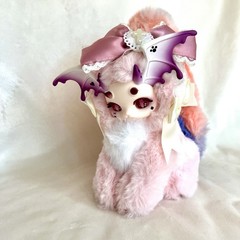 Tutulong Pussycat Demon Cat Doll Plush Vinyl Stuffed Toy Pink and Blue 8″
