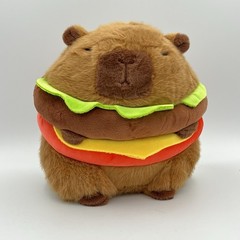 Plush Capybara Hamburger w/ Cheese Capybara Stuffed Animal Pillow Toy 8″