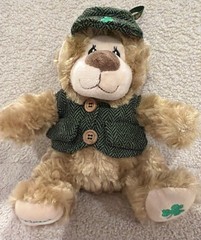 Celtic Toy Co. Irish Teddy Bear Green Tweed Waistcoat Vest & Flat Cap Plush 8″
