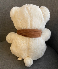 Large Plush Bear Ivory Color w/Scarf 13” Super Soft & Cute