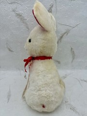 Vintage 1950’s Atlanta Novelty 11” Plush White Red Mouse Mohair & Front Tag RARE