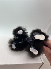Vintage Purple Poodle Dog Figurine Black Real Fur 4” Collectible Gift- Japan