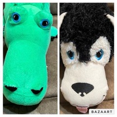 Tristar Flip Pets Bubba ALLIGATOR croc Caesar HUSKY Plush REVERSIBLE Dog toy