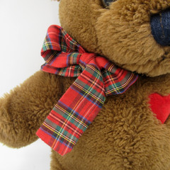 Dakin BABY THINGS Brown Teddy Bear Plush 13″ Red Heart Plaid Bow Vintage 1982