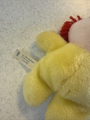 Vintage Eden Pastel Yellow Clown Plush Stuffed Animal Bell Rattle Sleeping Hat