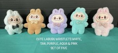 NEW LABUBU CONFIRMED WRISTLET 5PC SET GREEN. WHITE, PINK , TAN, & PURPLE