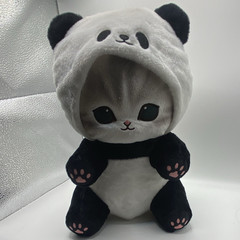 Mofusand Panda NyaPanda Cat Plush Stuffed Animal, Black/White/Gray Small 14 in