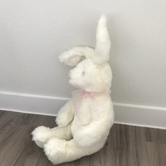 VHTF! Pier 1 One Imports White Easter Bunny Rabbit Plush Animal Pink Bow 15”