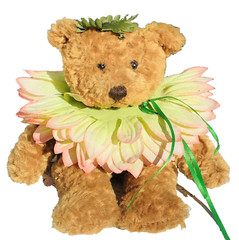 VTG Plushland Fall Teddy Bear Stuffed Animal 8” Flower Costume Autumn Decoration