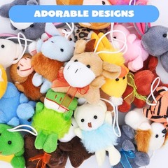 24 Pack Mini Animal Plush Toy Assortment 24 Units 3″ Each, Animals Keychain D…