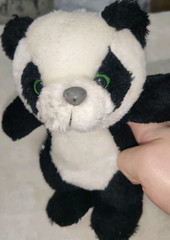 Vintage Plush Appeal 8″ Black/White Panda Bear Green Eyes Stuffed Animal Plush