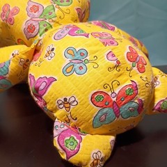 Handmade With Love Quilted Teddy Bear Plush Yellow Butterfly Stuffed Animal