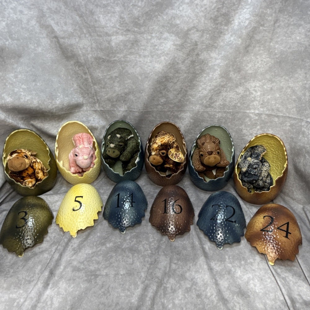 Hallmark Dinotopia 26 Alpha Series 2002 Lot Of 6 Dinosaur Plush w/ 6 Eggs