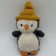 Jellycat London Wee Winter Penguin Plush Mustard Knit Beanie Hat Stuffed Animal