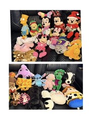Lot of 25 Mixed Plush Stuffed Toys Popular Characters Bundle Some Vintage As Is