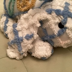 Blue Moon Vintage Patchwork Bunny Plush Chenille Bedspread Look