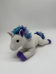 Aurora Purple Blue Hair White Unicorn Plush Toy Stuffed Animal 12″