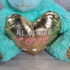Mint Green Teddy Bear Plush Gold Heart Valentines Day Stuffed Animal Adventure