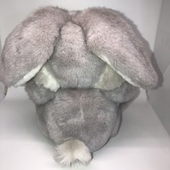Vintage Lemonwood Asia 10” Bunny Plush Gray Pink Ribbon 1995 Easter Basket