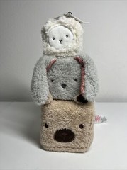 NWT Primark Pyramid Of Plush Animals Cubes White Gray Beige Baby’ First Toys