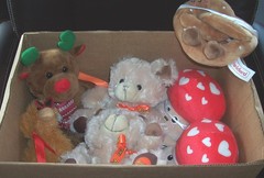 Lot of 7 : Stuffed Plush Animals Lot – Reese’s Teddy, Reindeer, Twisted Pretzel