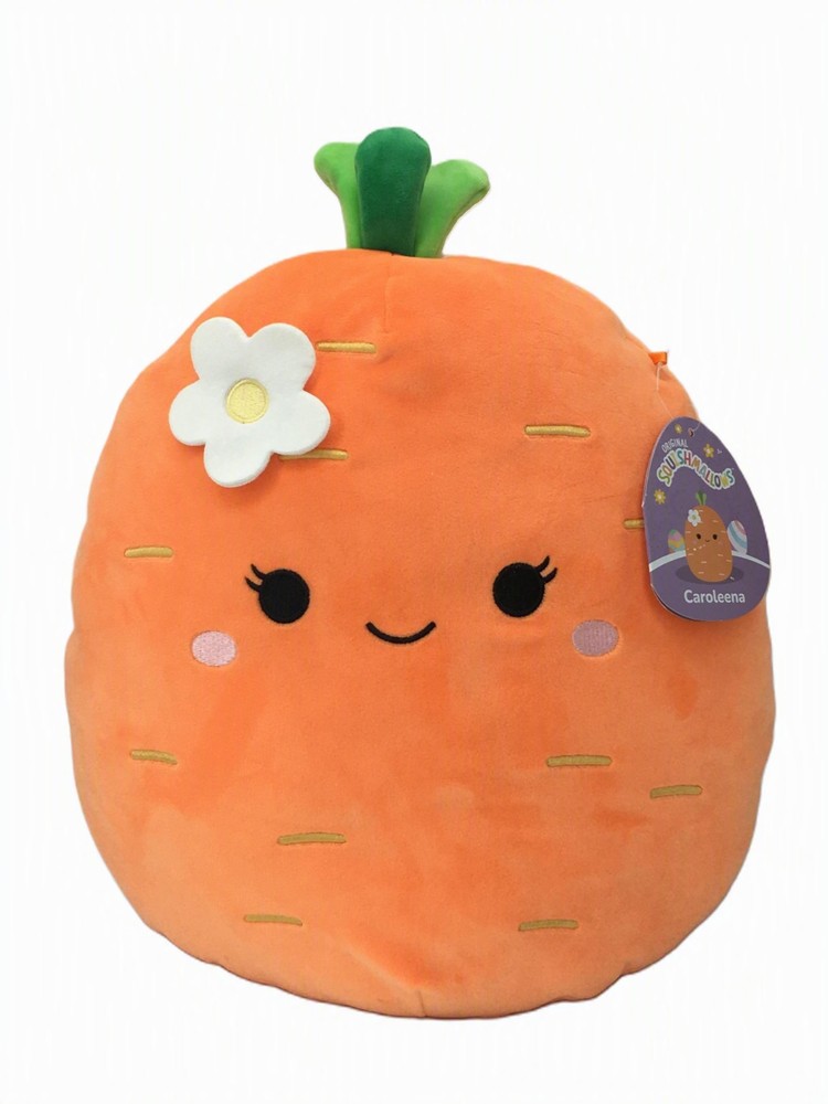 Squishmallows Caroleena Carrot Plush 12″ With Flower Stem Top NWT Plush Clean