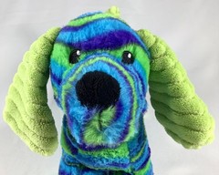 Toys R Us 2015 Dachshund Puppy Dog Plush 13” Blue Green Wavy Groovy Stripes EUC