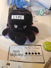 Teeturtle Reversible Purple Black Octopus Small Plush Stuffed Animal Happy Sad