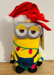 Illumination’s Minions Santa Kevin Jingle Bells Singing Moving Plush 10″ Tall