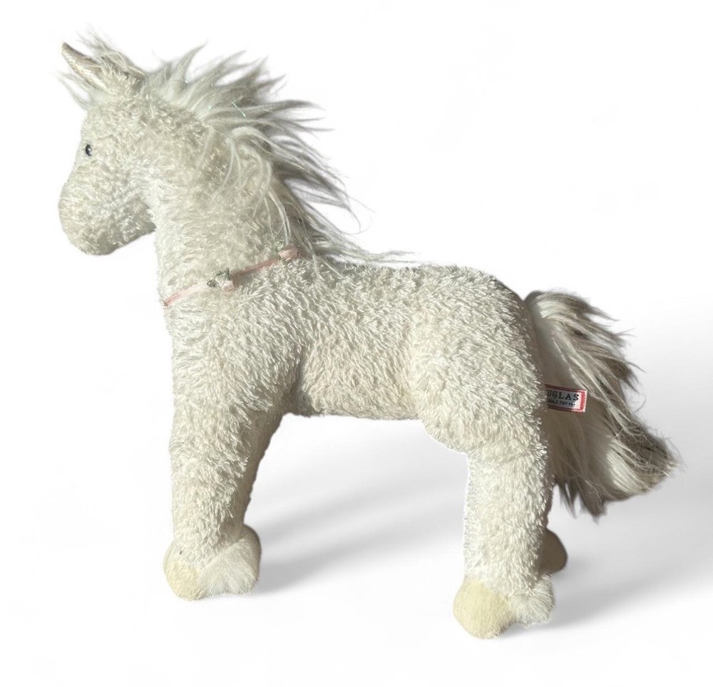 Douglas Rosebud White Unicorn Horse Plush Stuffed Animal Cuddle Toy Roses