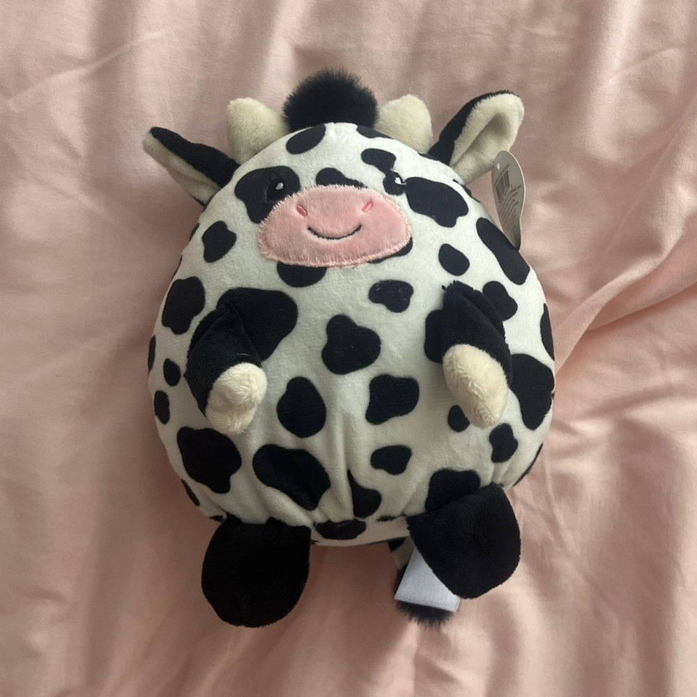 Target Egg Shaped Plush Cow Stuffed Animal Soft White/Black/Pink 6-14in 2021